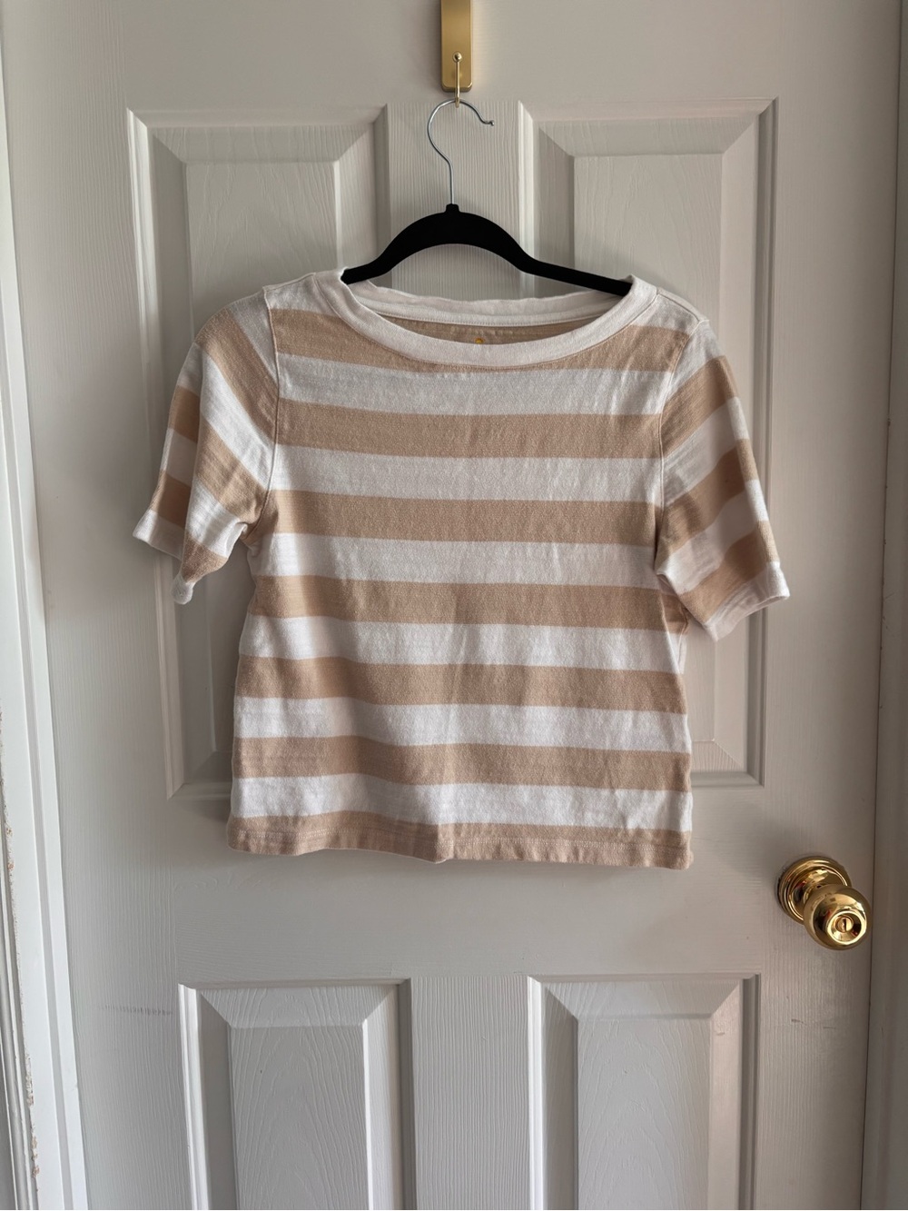 C&C California Beige and White Striped Tee 100% Cotton